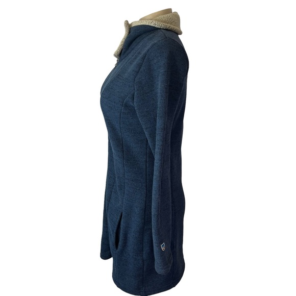 KUHL Women's Alaska Long Sweater Full Zip Jacket Coat Layer Shearling Blue XS - Picture 3 of 10